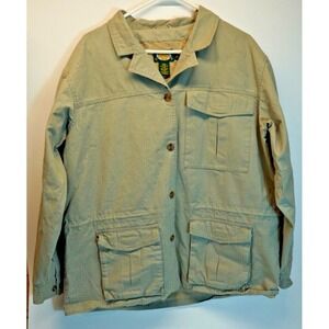Cabelas Jacket Womens XL Beige Button Up Safari Lightweight Casual‎ Coat